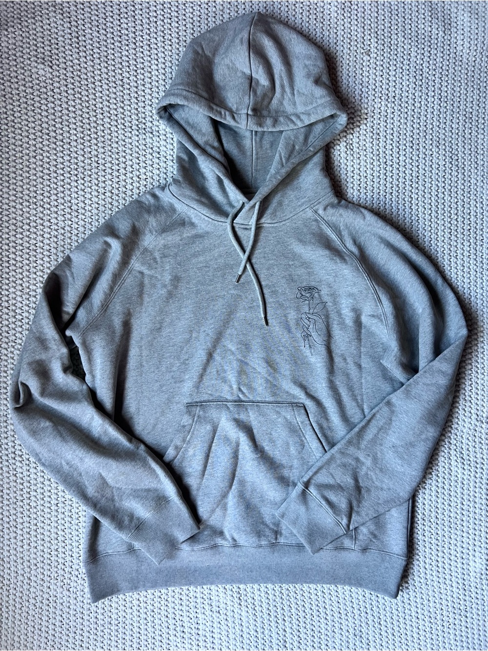 Soulland Grey Rose Hand Hoodie Terry Cloth Mid Weight Danish Brand Sz XL X-Larg